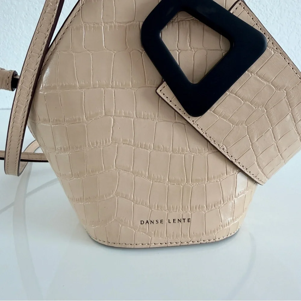 DANSE LENTE Mini Johnny Croc-Embossed Leather Hexagonal Bucket Bag